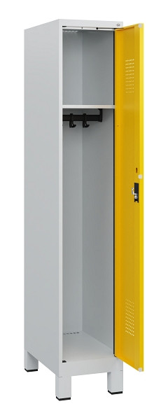 C+P Spind Evolo PLUS, Füße, 1 Abteil, 1630x300x500mm, 7035/1023, Zylinderschloss, 0490105-10 S10020