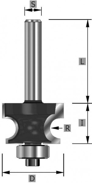 Edessö Halbstabfräser HW mit Kugellager, A: 25,4, R: 4,75, B: 17,5, C: 8, 112225408