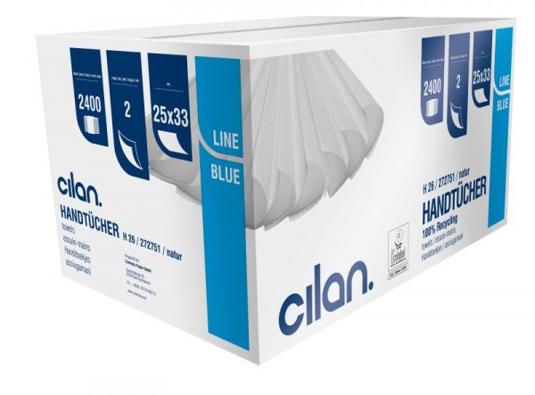 Cilan Tissue Falthandtuch H 26, Blattue-Line natur 2-lagig, VE: 24x128 Tücher, 2101140