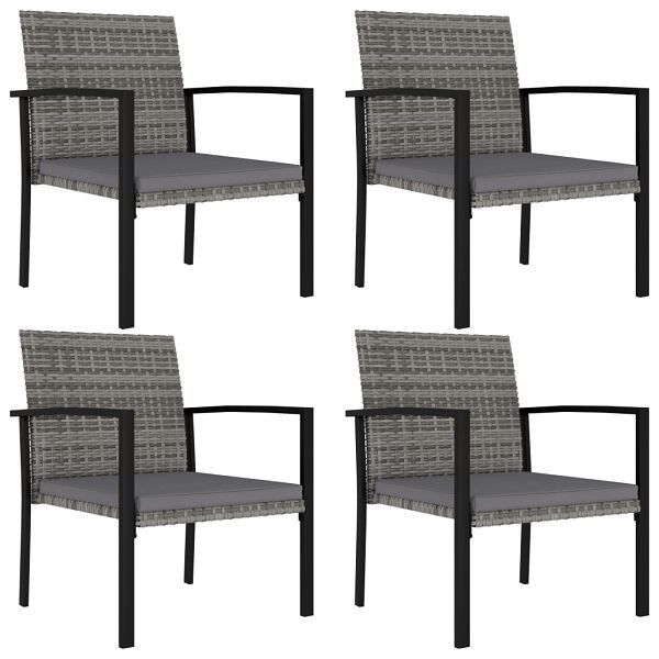 vidaXL Garten-Essstühle 4 Stück Poly Rattan Grau, 315113