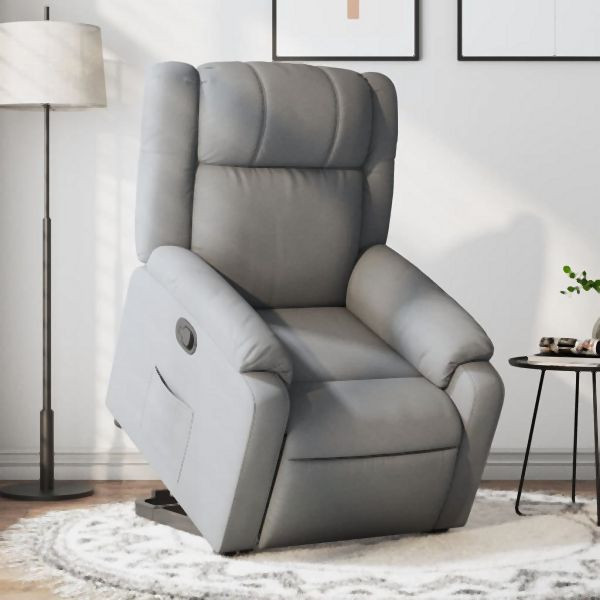 vidaXL Relaxsessel mit Aufstehhilfe Hellgrau Stoff, 3205202