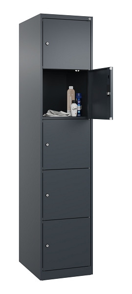 C+P Schließfachschrank Evolo PLUS, 5 Fächer, 1850x400x500mm, 7016/7016, 049000-125 S10016