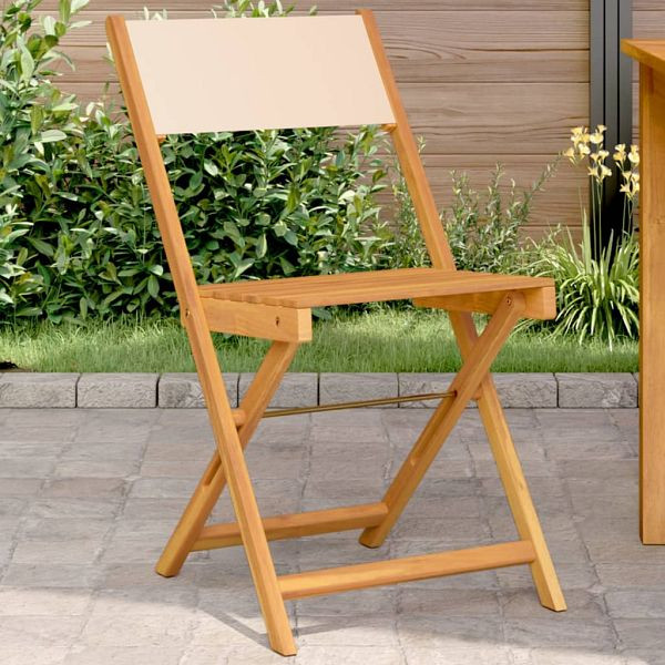 vidaXL Bistrostühle 2 Stück Beige Massivholz Akazie & Stoff, 367684