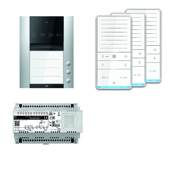 TCS Türkontrollsystem audio: pack PRO 3WE Außenstation ASA 3T AP 3x Freisprecher ISW6031 Steuergerät, PAAF031/008