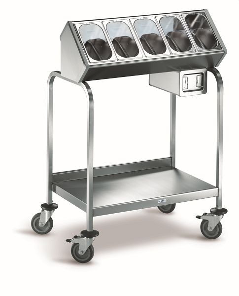 B.PRO BT 400 Besteck- und Tablettwagen aus rostfreiem Edelstahl mit Kunststoffrollen mit Edelstahl-Serviettenspender, 572361