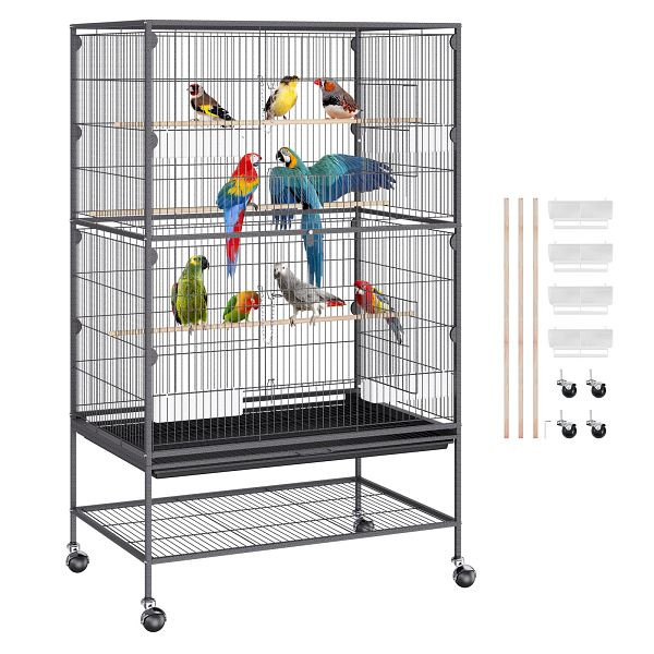 VEVOR Vogelvoliere 79x51x132cm Vogelkäfig aus Q195-Kohlenstoffstahl Vogelhaus, für 2-3 mittelgroße bis große Vögel Voliere mit Schloss, YTSNL312052IBWVKVV0