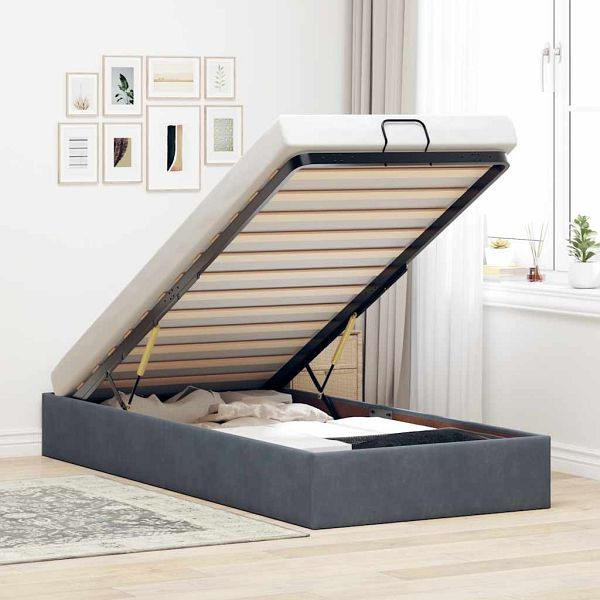 vidaXL Ottoman-Bett ohne Matratze Dunkelgrau 90x190 cm Samt, 3310932