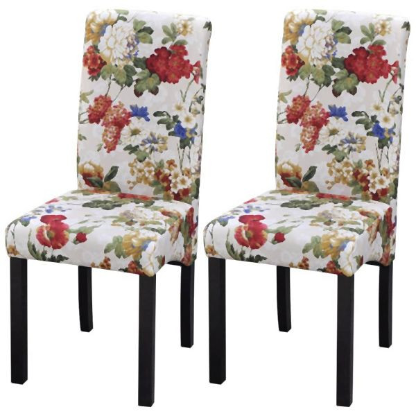 vidaXL Esszimmerstühle 2 Stk. Mehrfarbig Stoff, Blumenmuster, 242398