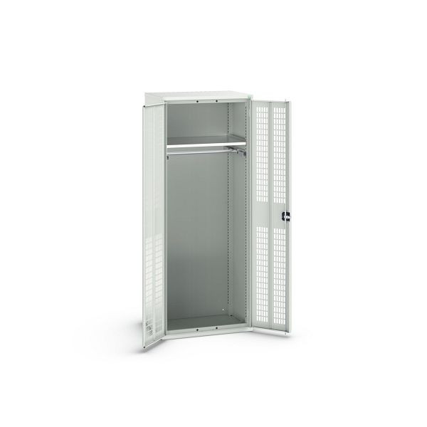 bott verso Garderobenschrank mit Belüftung, mit 1 Fachboden und 1 Kleiderstange, BxTxH: 800 x 550 x 2000 mm, Lichtgrau / Lichtgrau, 16926744.16