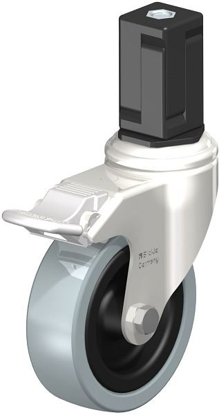 Blickle LKRXA-VPA 101G-11-FI-EXV17 Edelstahl-Apparate-Lenkrolle mit Expander & Feststeller, Vollgummi, Grau, 853264