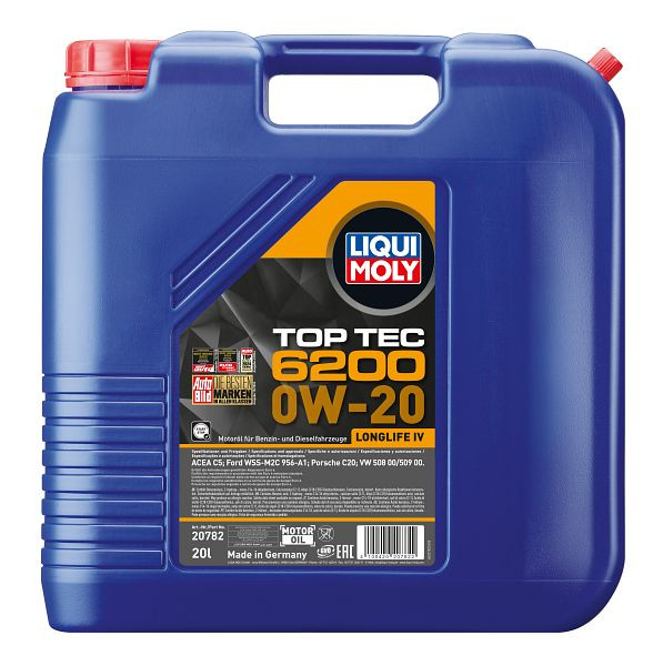 LIQUI MOLY Motoröl Top Tec 6200 0W-20, Kanister Kunststoff, VE: 20 Liter, 20782