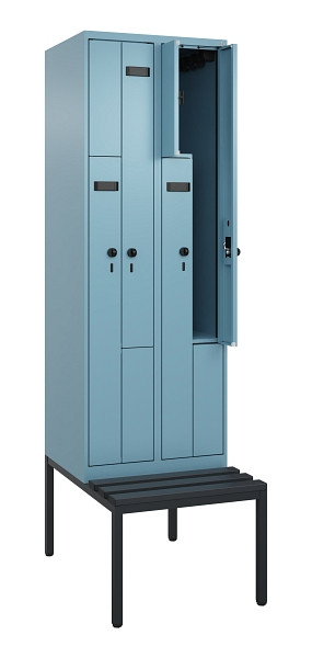 C+P Z-Spind Evolo PLUS, Bank, 4 Fächer, 2120x600x815mm, 0010/0010, Drehriegel, Sitzfläche Kunststoff, Sitzbank, 0490537-204 S10076
