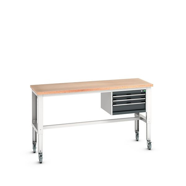 bott cubio Werkbank mobil mit Hängeschrank, 3 Schubladen, Multiplex,höhenverstellbar, 2000 x 750 mm, 41003540.19V