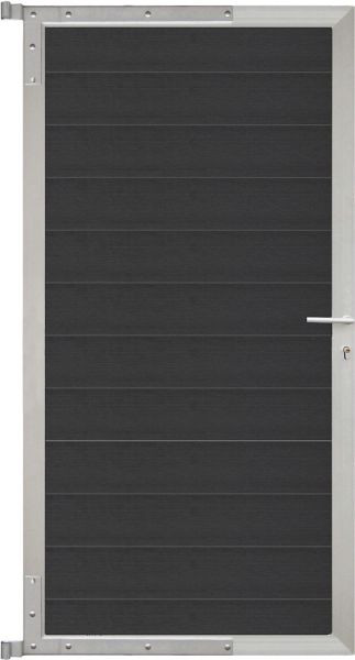 T&J ELSKOP-Tor-Komplettset, 90 x 173 cm, Füllung anthrazit, Rahmen silber, 44061