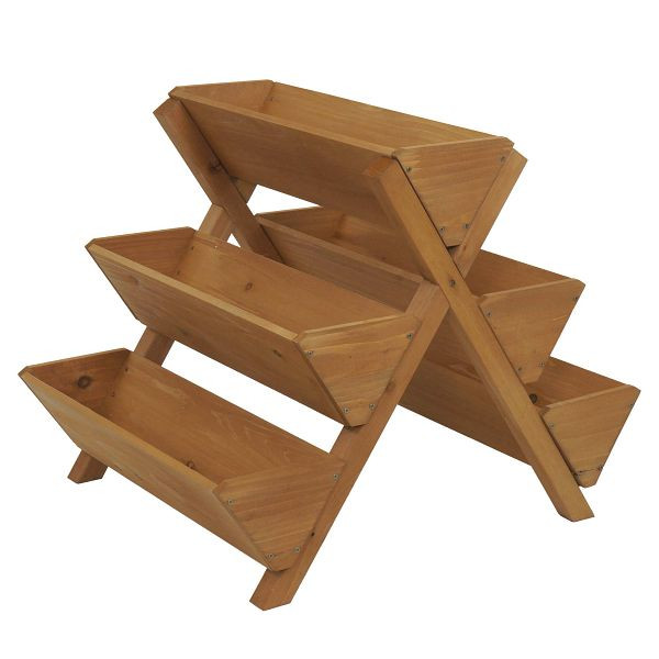 Mendler Pflanztreppe HWC-O15, Blumenregal Kräutertreppe Pflanzkübel Hochbeet, 5 Kästen 56x56x70 Outdoor Holz FSC®, natur, 110646