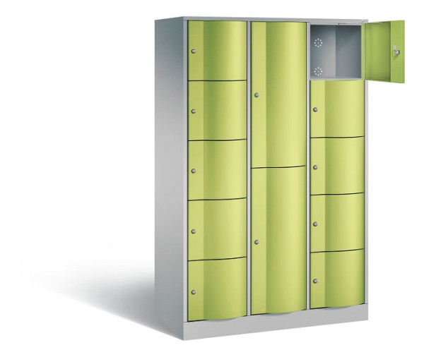 C+P Kombi-Schließfachschrank Resisto, H1950xB1148xT540mm, Farbe: Weißaluminium / Viridingrün, 8070-3721 S10028