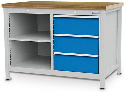 Bedrunka+Hirth Kastenwerkbank Serie 1200 R18-24, 3 x 200 mm, Schubladen-Vollauszug, 1200 x 750 x 959 mm, 03.12.13V9