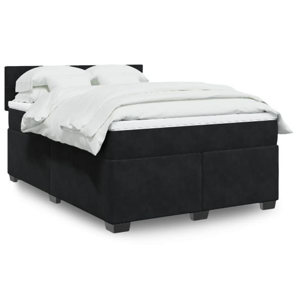 vidaXL Boxspringbett mit Matratze Schwarz 160x200 cm Samt, 3288656