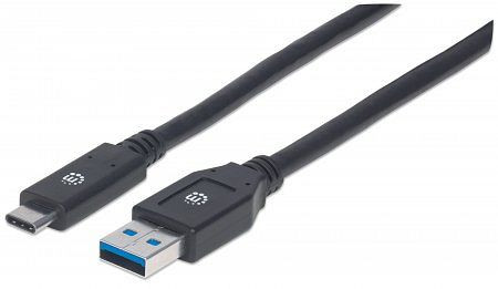 MANHATTAN USB 3.1 Typ C Gen1-Kabel, Typ C-Stecker auf Typ A-Stecker, 5 Gbit/s, 3 m, schwarz, 354981