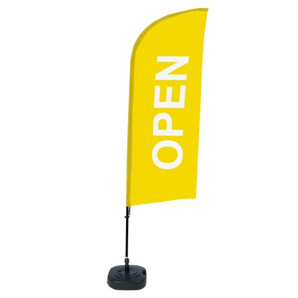 Showdown Displays Beachflag Alu Wind Komplett-Set Geöffnet Gelb Englisch, BFAW310-WT21-I61