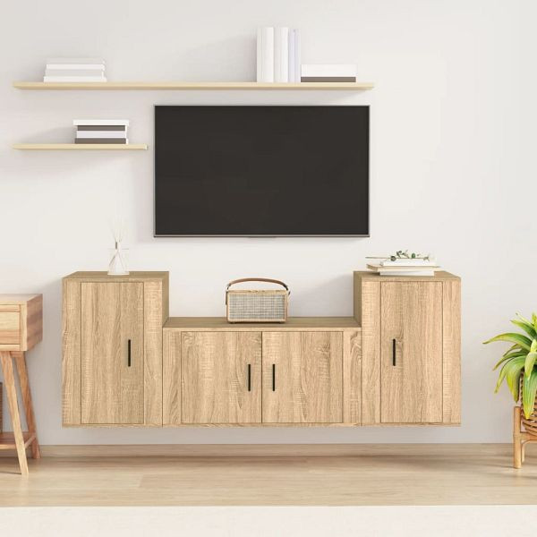 vidaXL 3-teilig TV-Schrank-Set Sonoma-Eiche Holzwerkstoff, 3188505