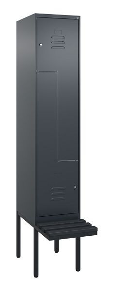 C+P Z-Spind Classic PLUS, Bank, 2 Abteile, 2120x400x815mm, 7016/7016, Zylinderschlösser, 0800437-122 S10057