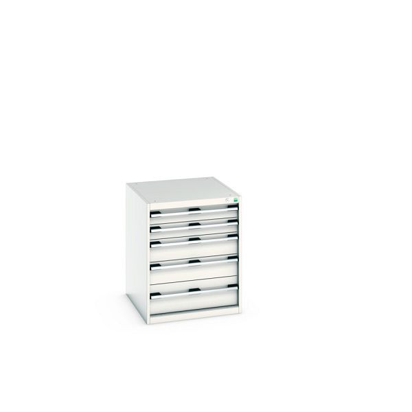 bott cubio Schubladenschrank bestückt, mit 5 Schubladen, BxTxH: 650x750x800mm, RAL 7035/7035, Lichtgrau, 40027015.16V