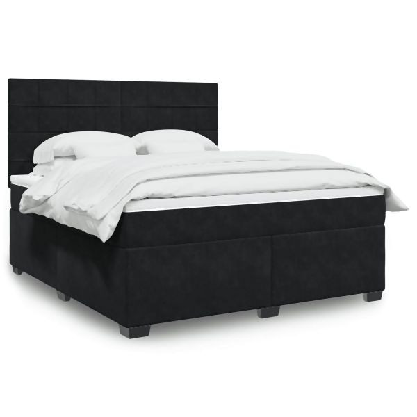 vidaXL Boxspringbett mit Matratze Schwarz 180x200 cm Samt, 3293280