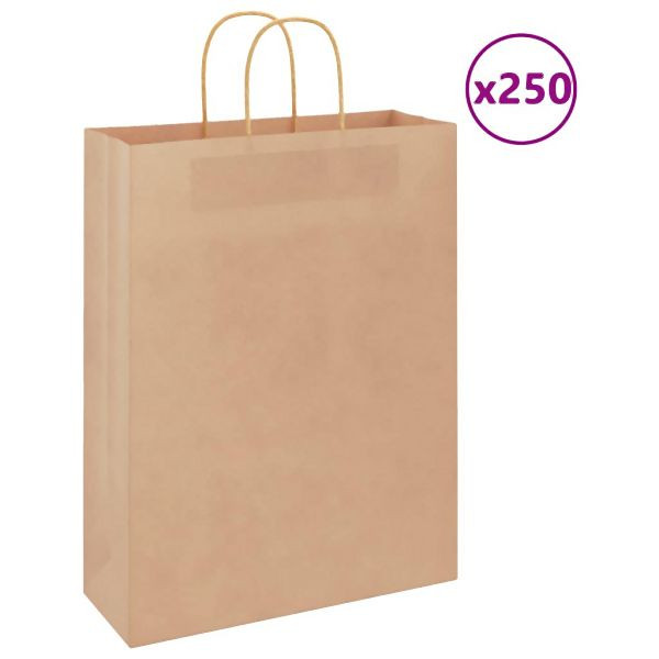 vidaXL Papiertragetaschen 250 Stück mit Henkeln Braun 32x12x42 cm, 4101592
