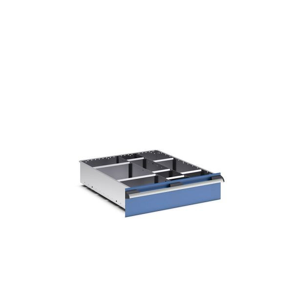 bott cubio Sortiment mit 9 Trennwänden, 2x Trennwand/7x Steckwand, BxTxH: 650x750x127mm, verzinkt, Silber, 43020650.51