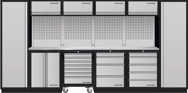 Kraftwerk Mobilio 6er Kombi, 2x Hochschrank, Werkstattwagen, Edelstahl, 3964K-HS745H-K4IX