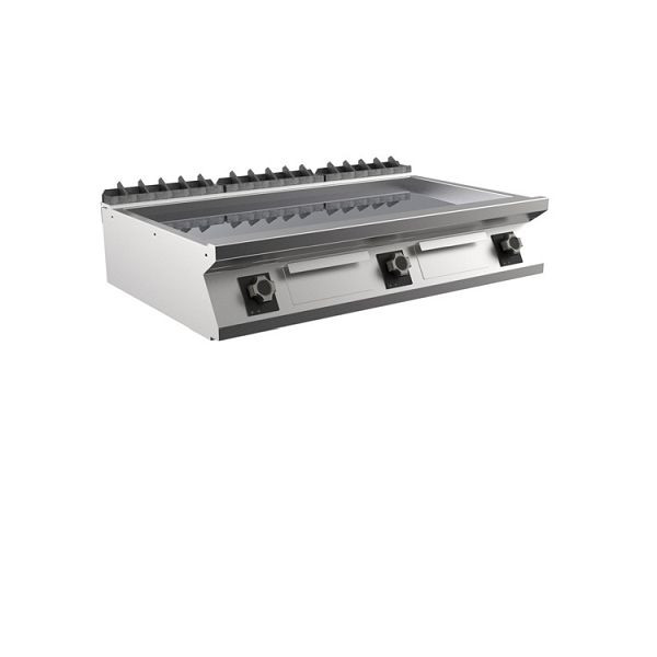 Mareno M1-700 elektrische Grillplatte mit glatter, matter Chromplatte, 120cm, 1200(B)x750(T)x250(H)mm, FT712ELCT, 171.258