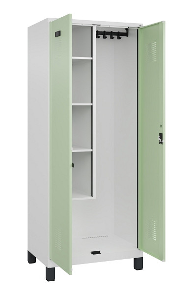 C+P Putzmittel-Spind Evolo PLUS, mit Füßen, 2 Abteile, 1950x800x500mm, 9016/601, Zylinderschloss, 049110-02 S10046