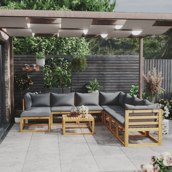 vidaXL 9-tlg. Garten-Lounge-Set mit Auflagen Massivholz Akazie, 3057620
