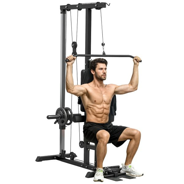SPORTNOW Kraftstation für Zuhause, Ruderzüge, ohne Gewichte, Fitnessgerät für Zuhause, Stahl, Kunstleder, Schwarz, A91-293V00BK