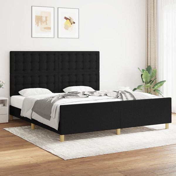 vidaXL Bettgestell mit Kopfteil Schwarz 180x200 cm Stoff, 3125399