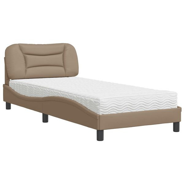 vidaXL Bett mit Matratze Cappuccino-Braun 80x200 cm Kunstleder, 3208686