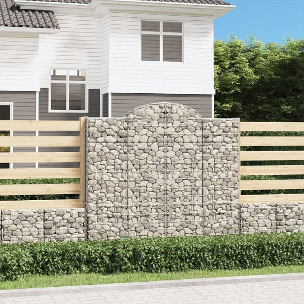 vidaXL Gabione mit Hochbogen 200x30x180/200 cm Verzinktes Eisen, 153489