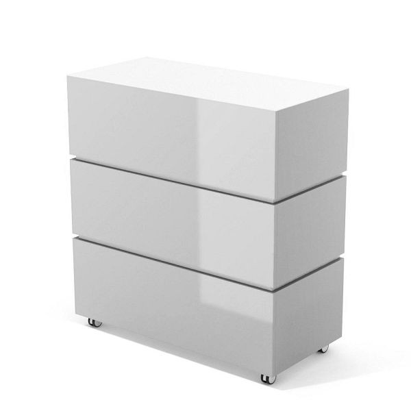 Deskin Theke LITTLE PEARL, Grau Hochglanz, B 1060 x T 505 x H 1133 mm, 288153