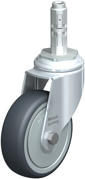 Blickle LKRA-TPA 101K-11-FK-E12 Apparate-Lenkrolle mit Expander, Thermoplastisches Gummi-Elastomer, Grau, 637868