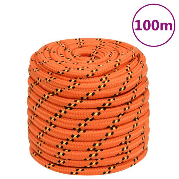vidaXL Bootsseil Orange 16 mm 100 m Polypropylen, auf Segelbooten, 152680