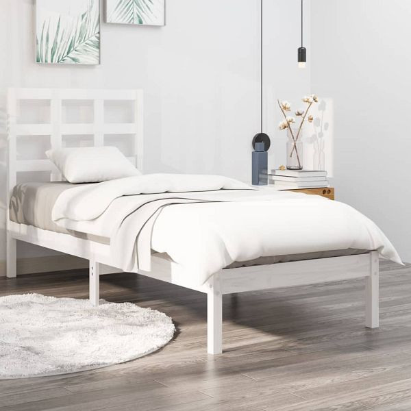 vidaXL Massivholzbett Weiß 75x190 cm, 3105431, 8720287041733