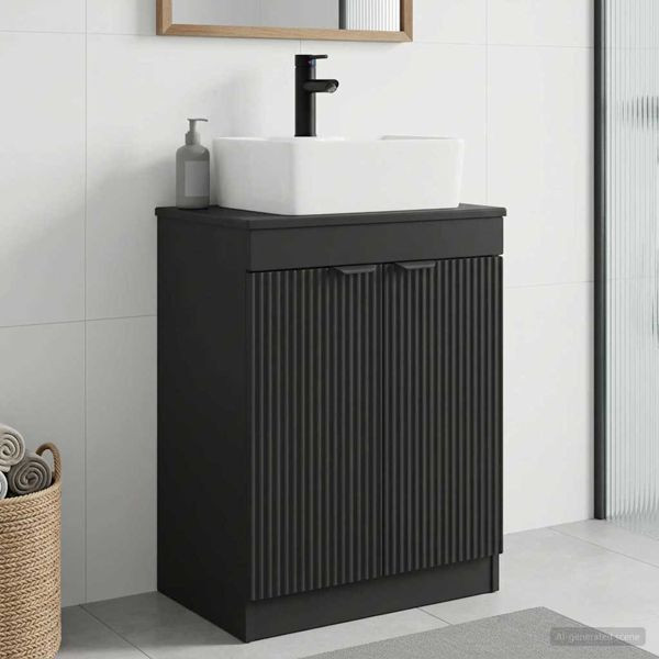 vidaXL Badezimmerschrank mit Waschbecken Schwarz 54 x 35 x 83 cm, 890159