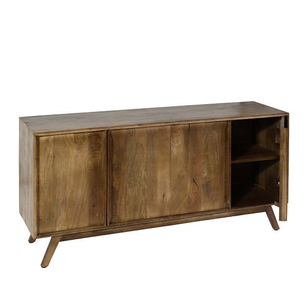 Mendler Sideboard HWC-L96, Kommode Schrank Anrichte, 4 Fächer und 4 Regalböden, Massiv-Holz Mango 72x146x43cm MVG, natur, 103193
