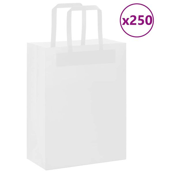 vidaXL Papiertragetaschen 250 Stk. mit Henkeln Weiß 21x11x28 cm, 4101839