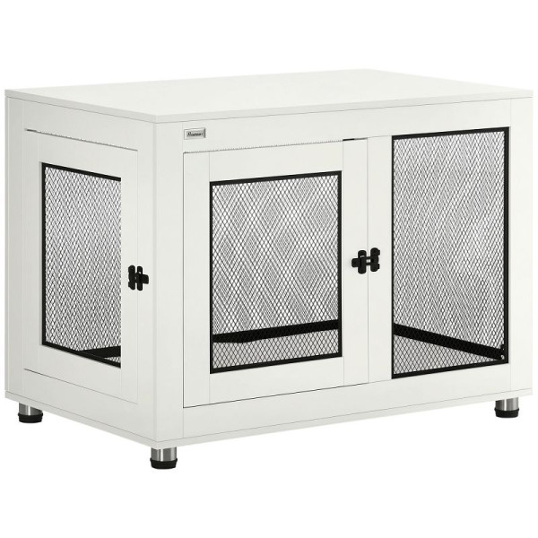 PawHut Hundebox Hundekäfig, Modernes Design, verriegelbar, 2 Türen, 94 x 60 x 71,5 cm, D02-132V00WT