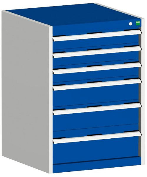 bott cubio Schubladenschrank bestückt mit 6 Schubladen BxTxH: 650 x 525 x 900 mm, RAL 7035/5010, 40011050.11V