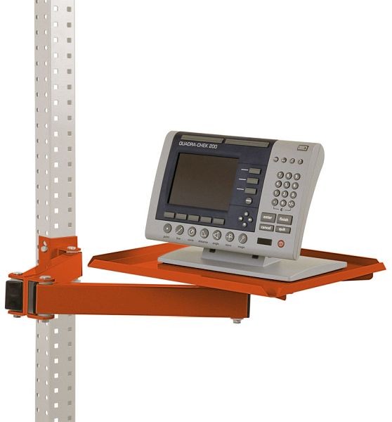 Manuflex Ablageboard, drehbar für UNIVERSAL und PROFI, BxT 570 x 370 mm, mit Doppelgelenk-Schwenkausleger, Rotorange, ZB3569.2001