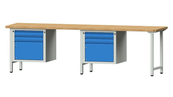 ANKE Werkbänke Kombiwerkbank, Modell 732 E, 2800 x 700 x 840 mm, RAL 7035/5012, BMP 40 mm, 511.000