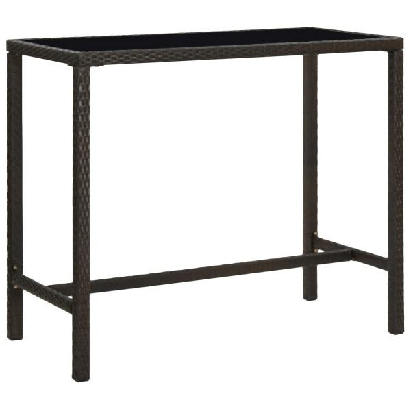 vidaXL Garten-Bartisch Braun 130x60x110 cm Poly Rattan und Glas, 313460